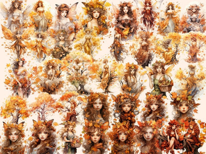 Autumn Fairies Watercolor Clipart autumn fairies png - Wonders Artist