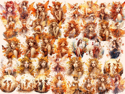 Autumn Fairies Watercolor Clipart autumn fairies png - Wonders Artist