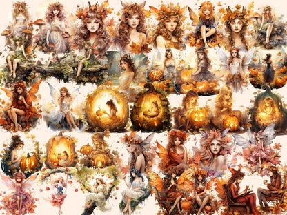 Autumn Fairies Watercolor Clipart autumn fairies png - Wonders Artist