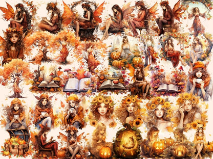 Autumn Fairies Watercolor Clipart autumn fairies png - Wonders Artist