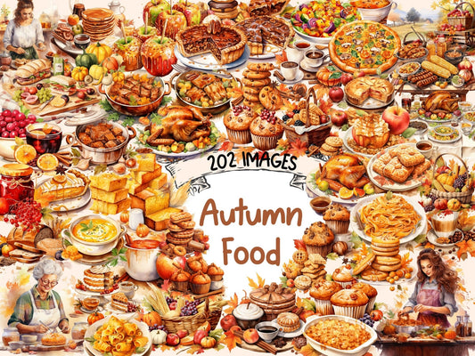 Autumn Food Watercolor Clipart - High - Quality Instant Digital Download for Creative Projects