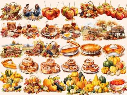 Autumn Food Watercolor Clipart autumn cuisine png - Wonders Artist