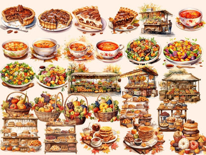 Autumn Food Watercolor Clipart autumn cuisine png - Wonders Artist