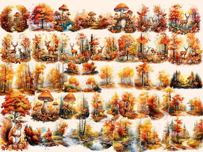 Autumn Forests Watercolor Clipart autumn clipart - Wonders Artist