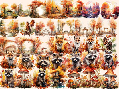 Autumn Forests Watercolor Clipart autumn clipart - Wonders Artist