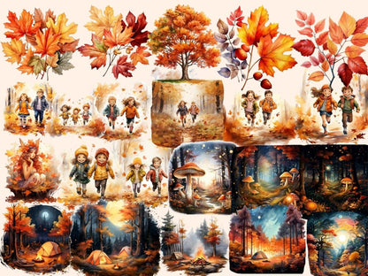 Autumn Forests Watercolor Clipart autumn clipart - Wonders Artist