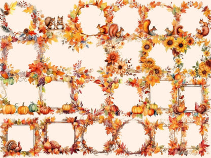 Autumn Frames Watercolor Clipart autumn border png - Wonders Artist