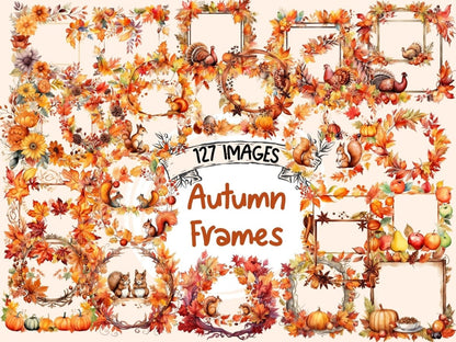 Autumn Frames Watercolor Clipart autumn border png - Wonders Artist