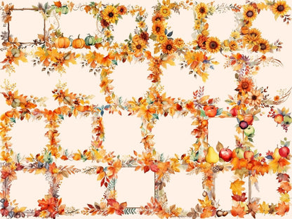 Autumn Frames Watercolor Clipart autumn border png - Wonders Artist