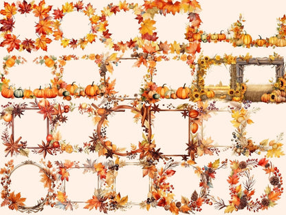 Autumn Frames Watercolor Clipart autumn border png - Wonders Artist
