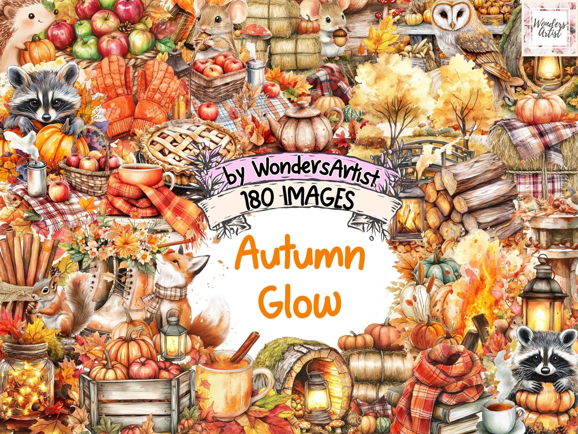 Autumn Glow Watercolor Clipart - High - Quality Instant Digital Download for Creative Projects