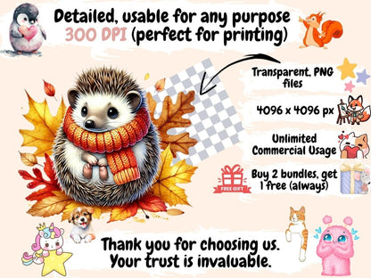 Autumn Hedgehogs Clipart - Wonders Artist