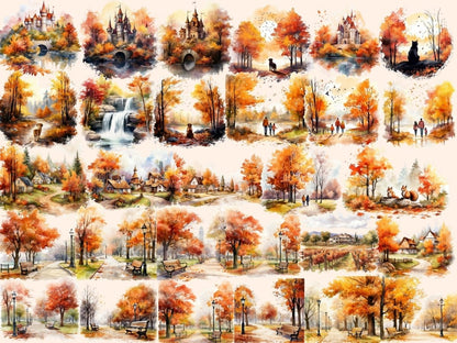 Autumn Landscapes Watercolor Clipart autumn clipart - Wonders Artist