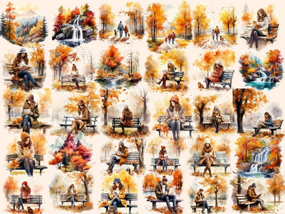 Autumn Landscapes Watercolor Clipart autumn clipart - Wonders Artist