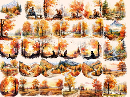 Autumn Landscapes Watercolor Clipart autumn clipart - Wonders Artist