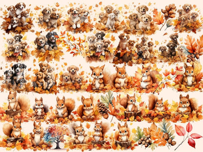 Autumn Leaves Watercolor Clipart autumn clipart - Wonders Artist