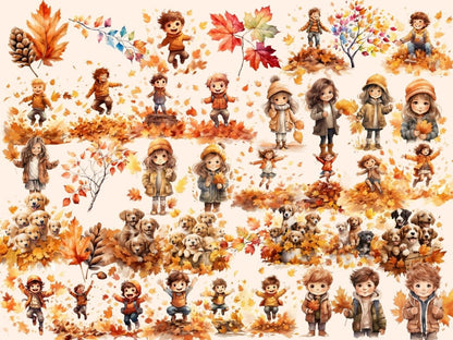 Autumn Leaves Watercolor Clipart autumn clipart - Wonders Artist