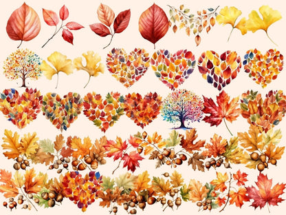 Autumn Leaves Watercolor Clipart autumn clipart - Wonders Artist