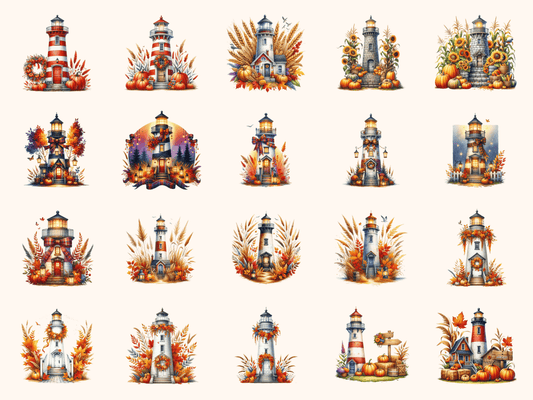 Autumn Lighthouses Clipart