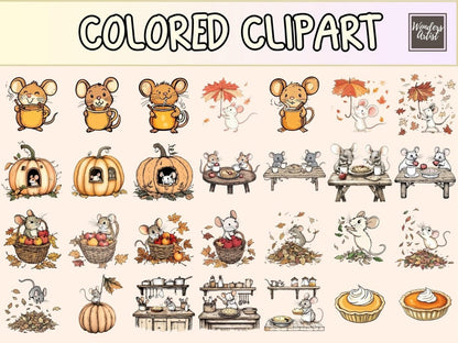 Autumn Mice Cardmaking Clipart autumn card bundle autumn clipart autumn sentiments - WondersArtist