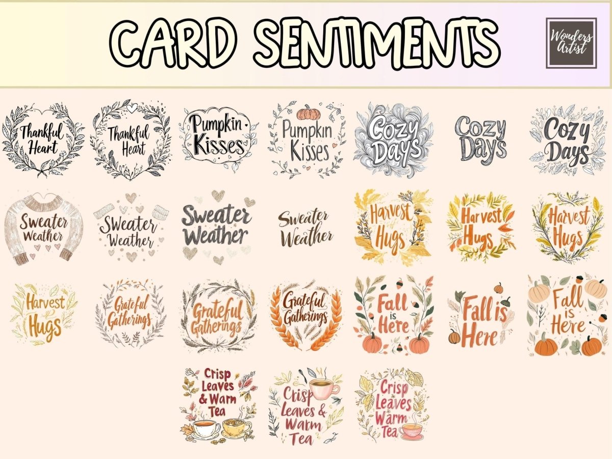 Autumn Mice Cardmaking Clipart autumn card bundle autumn clipart autumn sentiments - WondersArtist