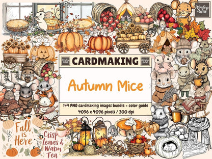 Autumn Mice Cardmaking Clipart autumn card bundle autumn clipart autumn sentiments - WondersArtist