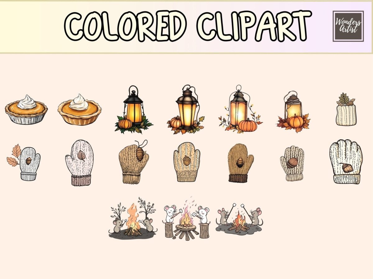 Autumn Mice Cardmaking Clipart autumn card bundle autumn clipart autumn sentiments - WondersArtist