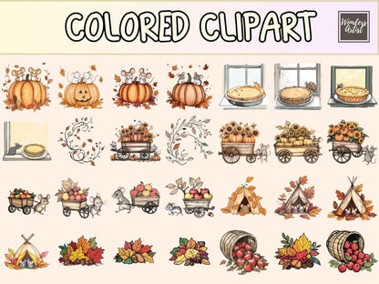 Autumn Mice Cardmaking Clipart autumn card bundle autumn clipart autumn sentiments - WondersArtist