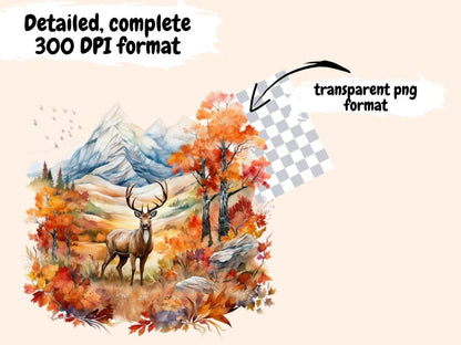 Autumn Mountains Watercolor Clipart autumn clipart - Wonders Artist