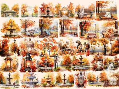 Autumn Parks Watercolor Clipart autumn clipart - Wonders Artist