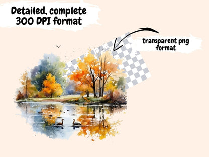 Autumn Parks Watercolor Clipart autumn clipart - Wonders Artist