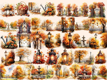 Autumn Parks Watercolor Clipart autumn clipart - Wonders Artist