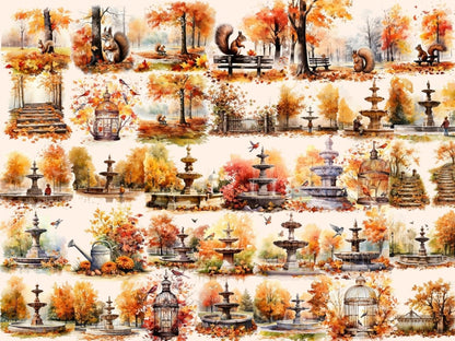 Autumn Parks Watercolor Clipart autumn clipart - Wonders Artist