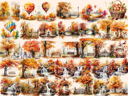 Autumn Parks Watercolor Clipart autumn clipart - Wonders Artist