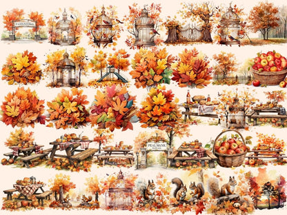 Autumn Parks Watercolor Clipart autumn clipart - Wonders Artist
