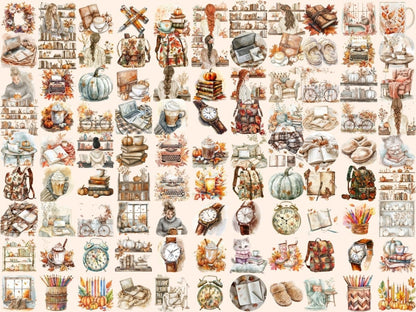 Autumn Planners Watercolor Clipart Autumn Clipart - Wonders Artist