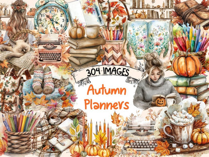 Autumn Planners Watercolor Clipart Autumn Clipart - Wonders Artist
