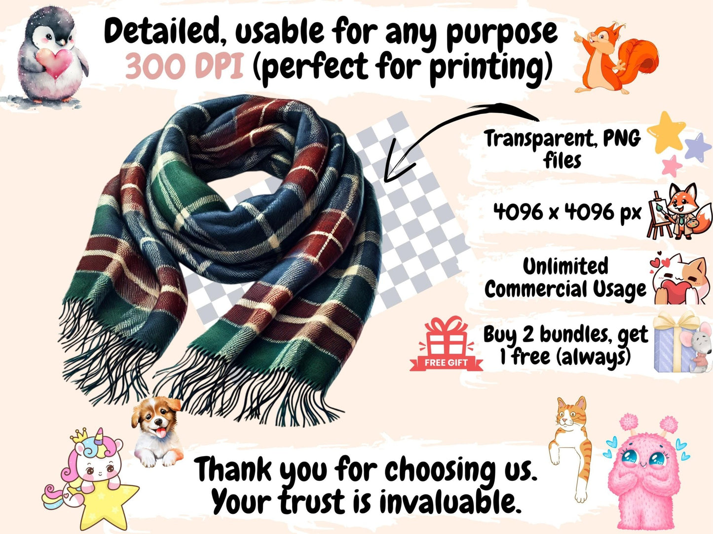 Autumn Scarves Clipart - High - Quality Instant Digital Download for Creative Projects