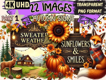Autumn Signs Clipart Autumn Greetings PNG - Wonders Artist