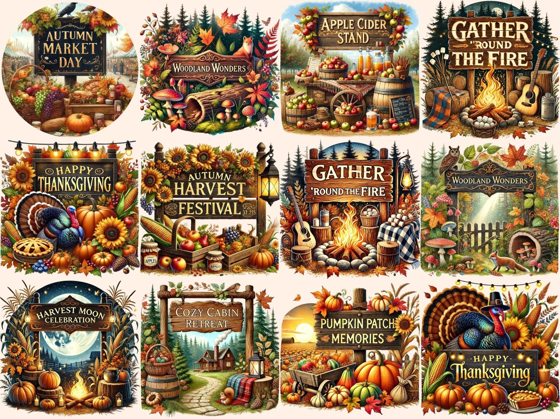 Autumn Signs (P2) Clipart - High - Quality Instant Digital Download for Creative Projects