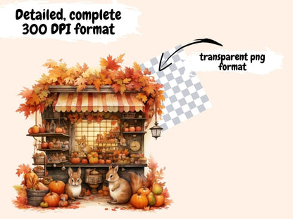 Autumn Storefronts Watercolor Clipart autumn clipart - Wonders Artist