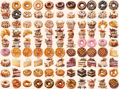 Autumn Sweets Watercolor Clipart Autumn Baking - Wonders Artist