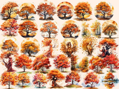 Autumn Trees Watercolor Clipart autumn clipart - Wonders Artist