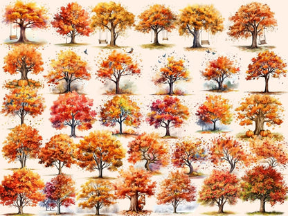 Autumn Trees Watercolor Clipart autumn clipart - Wonders Artist