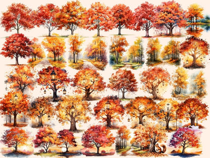 Autumn Trees Watercolor Clipart autumn clipart - Wonders Artist