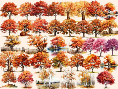 Autumn Trees Watercolor Clipart autumn clipart - Wonders Artist