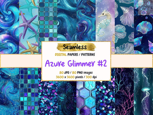 Azure Glimmer #2 Seamless Digital Paper - High - Quality Instant Digital Download for Creative Projects