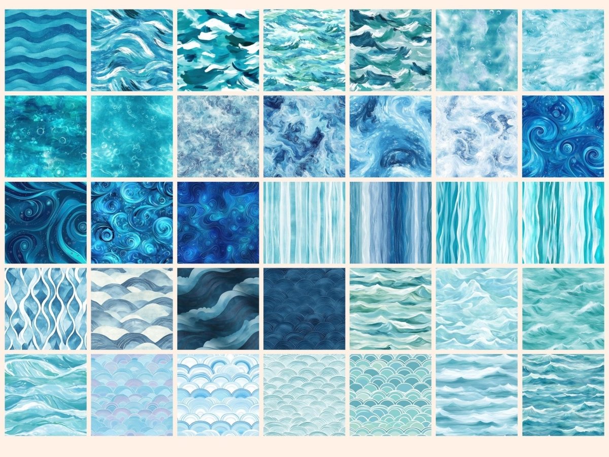 Azure Seas Seamless Pattern Digital Papers aquatic background Azure seas beach texture print - WondersArtist
