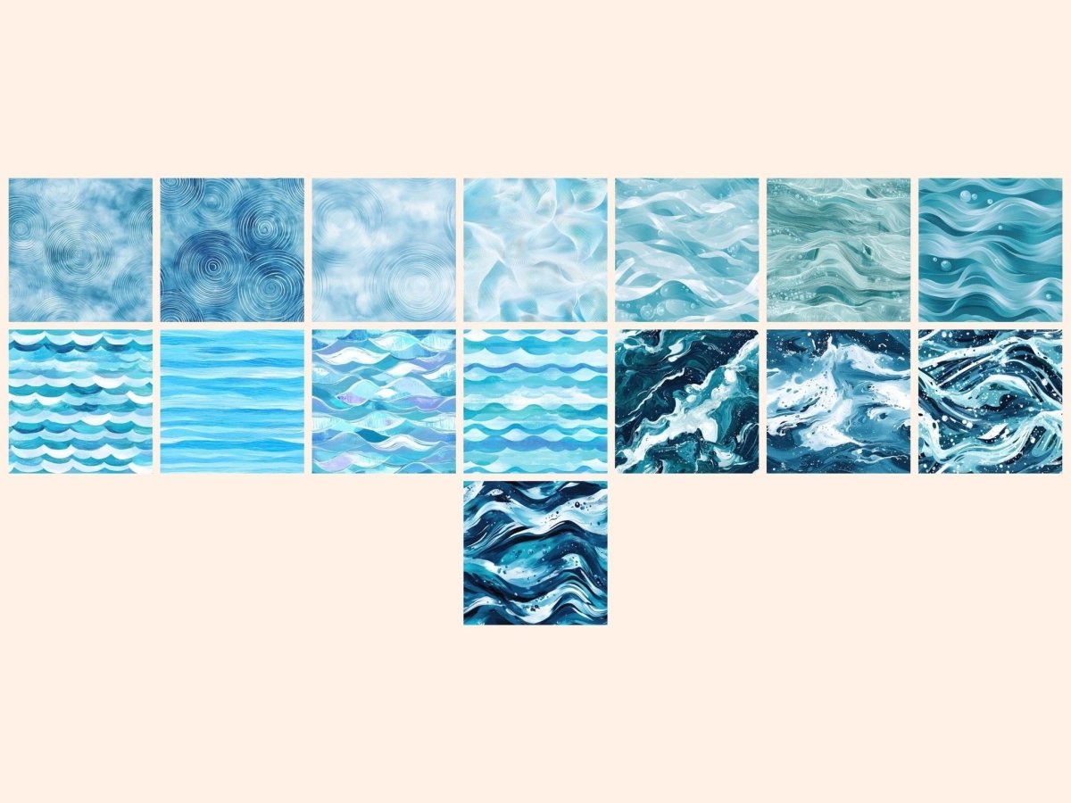 Azure Seas Seamless Pattern Digital Papers aquatic background Azure seas beach texture print - WondersArtist