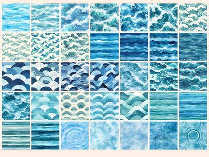 Azure Seas Seamless Pattern Digital Papers aquatic background Azure seas beach texture print - WondersArtist